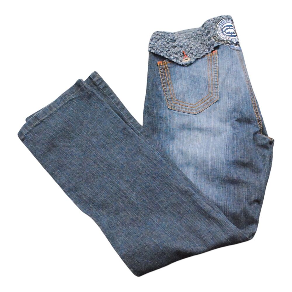 Ecko Red Womens jeans Size 11 Blue Embroidered Denim Y2K